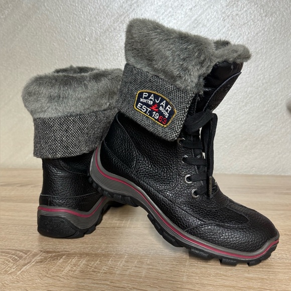 Pajar Canada Women 7-7.5 Alice Waterproof Winter Boots Black Tumbled Leather - Picture 14 of 14